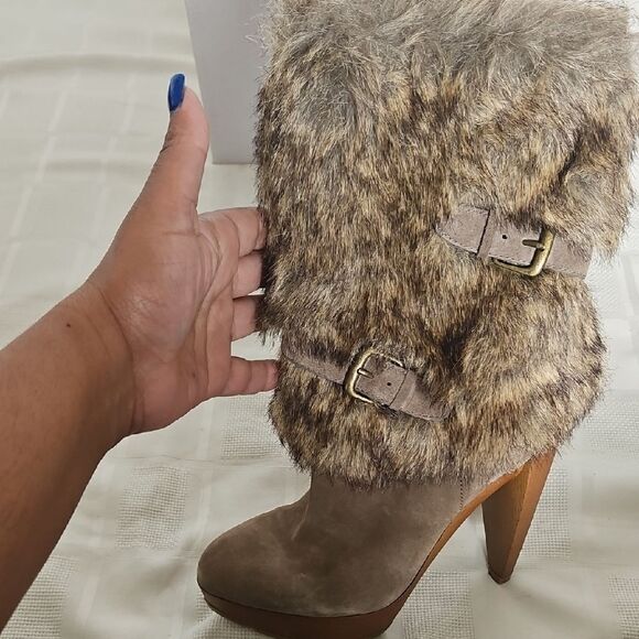 Nine West Women's Faux Fur Boots - Brown - Picture 4 of 16
